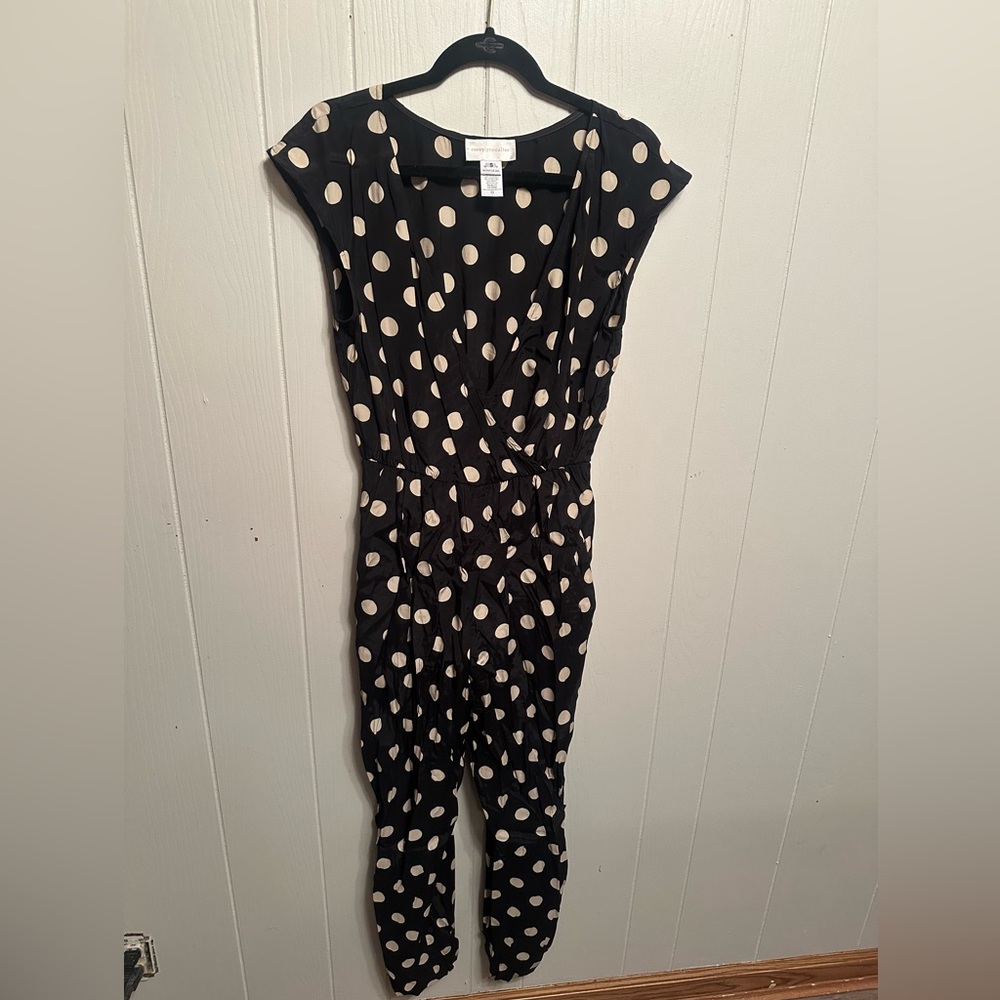 Anthropologie Corey Lynn Calter Wrapped Jumpsuit Polka Dot Size S Black White